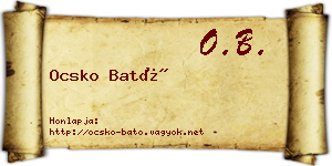 Ocsko Bató névjegykártya
